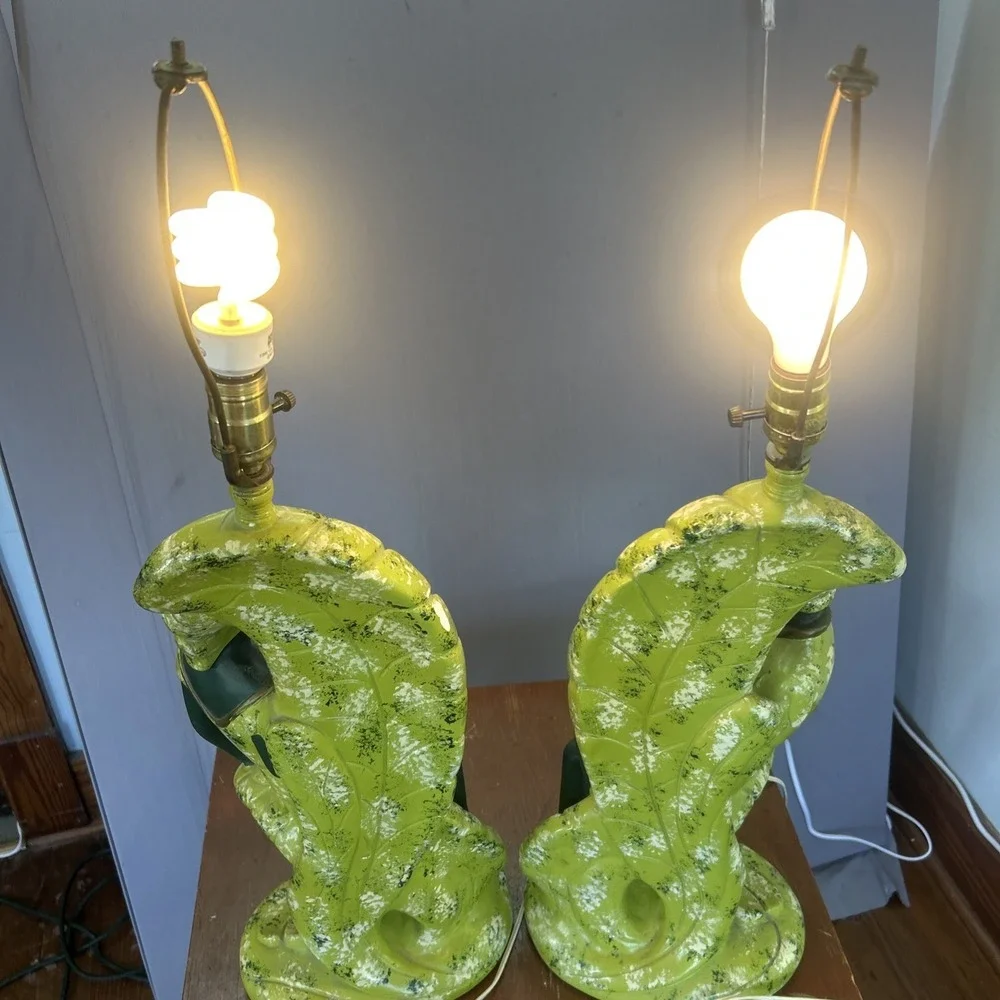 Set Of Continental Art Co Chalkware Lamps MCM Tinkerbell Peter Pan 50's Works